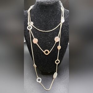 Kenneth Cole necklace Silver tone Chain disc Long layering 29" Drop